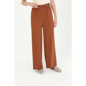 Pantalones Casuales de Pierna Ancha y Cintura Alta para Mujer Puane - Cómodos Pantalones Marrones de Moda con Corte Moderno 18103PNT - Product Image 4