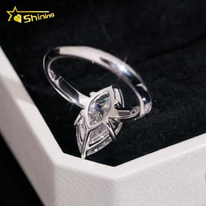 맞춤 제작 여성 약혼 반지 18K 진짜 금 트렌디 3캐럿 마퀴즈 컷 모이사나이트 다이아몬드 반지 고급 주얼리 - Product Image 6