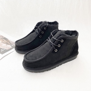 Inoe-bottes d'hiver en cuir de mouton pour homme, chaussures de neige classiques et chaudes, en peau de mouton et fourrure de mi-mollet, doublées d'herbes, collection - Product Image 6