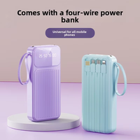 Câble intégré universel, batterie externe numérique 20000 mAh, grande capacité, charge rapide USB/Micro USB, lumières LED portables