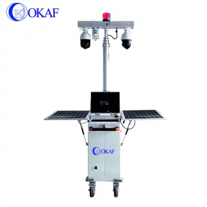 Mobile Solar Surveillance Tower Mobile Sentry Trailer High Definition 1920*1080P CCTV Security Camera Pole With Cabinet