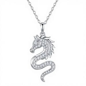 Custom Year of the Horse VVS Moissanite Ball Shape Pendant Necklace 925 <b>Silver</b> Plated Luxury Fine Jewelry Gift Women - Product Image 3