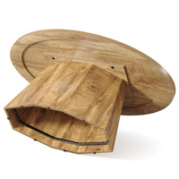 Table basse ovale Tribesigns de 47 pouces avec piétement polygonal, mobilier commercial pour hôtels, bureaux et hôtellerie