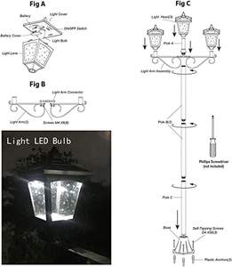 Lampadaires solaires extérieurs de 72 pouces, lampadaires solaires vintage à trois têtes pour l'extérieur, lampadaires solaires pour jardin et pelouse - Product Image 4