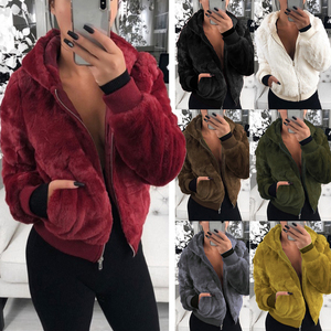 TONGYANG-veste en fausse <span class=keywords><strong>fourrure</strong></span> pour femme, nouveau <span class=keywords><strong>manteau</strong></span> avec <span class=keywords><strong>capuche</strong></span>, taille haute, mode Slim, <span class=keywords><strong>noir</strong></span>, rouge, rose, <span class=keywords><strong>fourrure</strong></span> de lapin - Product Image 5