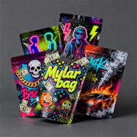 Sachets de feuille d'aluminium à impression numérique à faible quantité minimale de commande avec logo personnalisé, fermeture à glissière auto-scellante à chaud, pochette debout anti-odeur pour aliments, sac en mylar à fermeture éclair