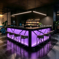 Comptoir de bar design de luxe avec éclairage LED RGB tendance, idéal pour restaurants et boîtes de nuit - Vente chaude