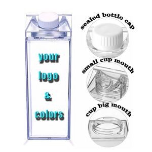 Milk <b>Box</b> 500Ml/1000Ml <b>Clear</b> Leak Proof Milk Carton Rectangle Portable Reusable Plastic Drinking Water Bottles - Product Image 2