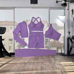 Conjunto Deportivo de Yoga para Mujer de 5 Piezas, Cintura Elástica, Transpirable, Ecológico, Sin Costuras - Product Image 3