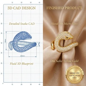 Anillo Serpiente de Oro de 18K Opulento con Diseño Serpentino Fluido y Micro Pavé Engastado a Mano para Joyería de Lujo Diaria - Product Image 1
