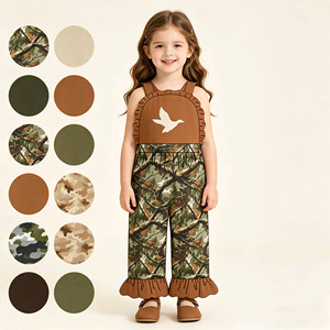 Custom Casual Hunting Camouflage Summer Kids Ruffles Wide-leg Long Pants Jumpsuit Baby Bodysuit Fashion <b>Sister</b> Clothes - Product Image 1