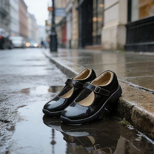 En stock – Escarpins Mary Jane noirs en cuir verni, confortables, à bout carré, talon épais moyen, légers, pour le bureau et toutes occasions - Product Image 4