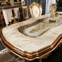 Ensemble de table à manger turque de luxe, table à manger en bois massif de haute qualité, sculptée à l'ancienne, avec chaises pour la maison