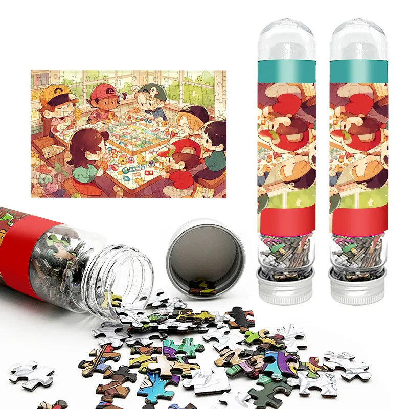 Grosir Pabrik Tiongkok t-shirts Jigsaw Puzzle Mini tabung uji potong kecil 150 kustom