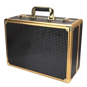 Coffret de maquillage <span class=keywords><strong>PRO</strong></span> Golden Train Extra Large Transparent 6 plateaux Boîte de maquillage Salon de stockage cosmétique professionnel Nail Tech Case - Product Image 5