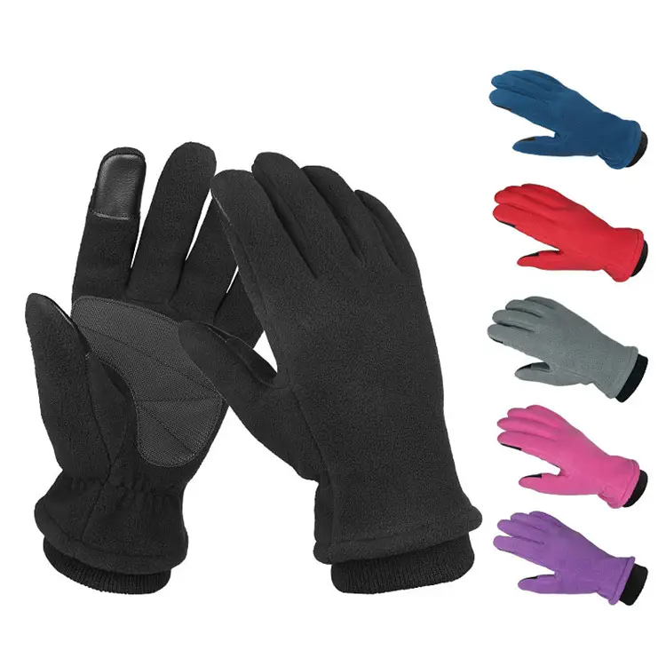 En gros Personnalisé Polaire Thermique Polaire Ski Gants D'hiver Hommes Noir Sport Chaud Main Gants Écran Tactile Pour Vélo De Course