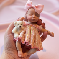 Poupée reborn en silicone de 6 pouces, taille paume de main, corps entier, adorable poupée miniature pour filles de 3 ans et plus, avec accessoires d'alimentation et boîte cadeau