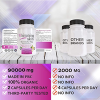 Complément blanchissant à la L-Glutathione 90000mg personnalisé OEM, antioxydant naturel, capsules blanchissantes pour la peau