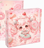 Vente en gros de briques en acrylique transparentes de 20 mm, impression UV personnalisée, dessins animés, artisanat en plastique pour cadeaux d'anniversaire et décoration