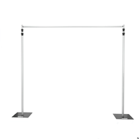 Support de toile de fond en aluminium réglable moderne pour mariage, pilier de drapage en aluminium argenté pour intérieur/extérieur, vente en gros
