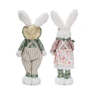 可爱兔子毛绒玩具卡通柔软可爱兔子娃娃婴儿室装饰女孩情人节情人礼物复活节照片道具