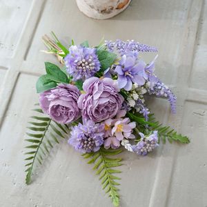 Bouquet de roses artificielles CallaFloral violettes, décoration de mariage réaliste, arrangement floral moderne, décoration murale, transfrontalier - Product Image 3