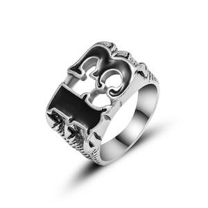 Bague de motard en acier inoxydable étanche, numéro 13, porte-bonheur, en or massif, gravée, bijou signet 13 - Product Image 4