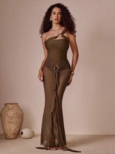 מלאי שני צבעים נשים מעצבים שתי חתיכות בגדי ים בגד כתף אחד בגד ים וחצאית סט עטיפה S-XL - Product Image 5