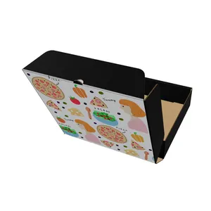 Wholesale Custom Print E Flute Take, Away Black Pizza Boxes Fast Food Carton Pizza Packaging Box 12inch/
