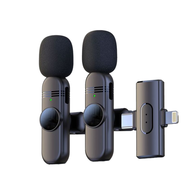 K9 Wireless Lavalier Microphone Set with Noise Cancelling and Clip for Smartphone Use