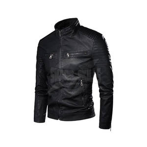 Vente chaude hommes vêtements nouvelle mode hommes veste en cuir coupe-vent vestes en cuir haute qualité support mince cuir tissu tricoté - Product Image 1