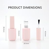 Meilleur rapport qualité-prix, flacon de vernis à ongles en gel classique et élancé, cylindre rose de 12 ml avec bouchon, col en PP givré