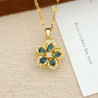 Nouveau Collier Pendentif Fleur Rotative en Métal Plaqué Or 18 carats avec Zircon Incrusté pour Femme, Idéal pour le Quotidien et les Tenues Décontractées