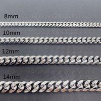 Collier chaîne à maillons en acier inoxydable Hip Hop Europe Amérique avec fermoir en argent sterling incrusté de moissanite unisexe Zhejiang FH1800