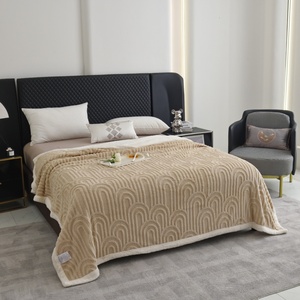 Modern Boho Style Beige <b>Bed</b> Blanket 3D Textured Sherpa <b>Throw</b> 200x230cm Poland Warehouse Ready to Ship - Product Image 3