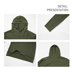 Camiseta de Manga Larga con Capucha para Hombre, Protección Solar, Color Sólido, Anti-UV, Corte Regular, 100% Poliéster, Manga Completa, Logotipo Frontal - Product Image 6