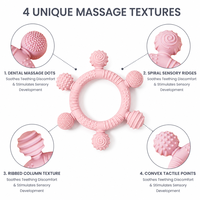 Anneau de dentition en silicone pour bébé, six sphères, exploration tactile, sans BPA