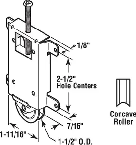 Door roller, 1-1/2 in, Yellow zinc