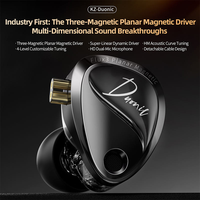 Écouteurs intra-auriculaires hybrides KZ Duonic avec trois transducteurs magnétiques planaires et un transducteur dynamique de 8 mm, câble détachable de 0,78 mm pour la musique et le gaming