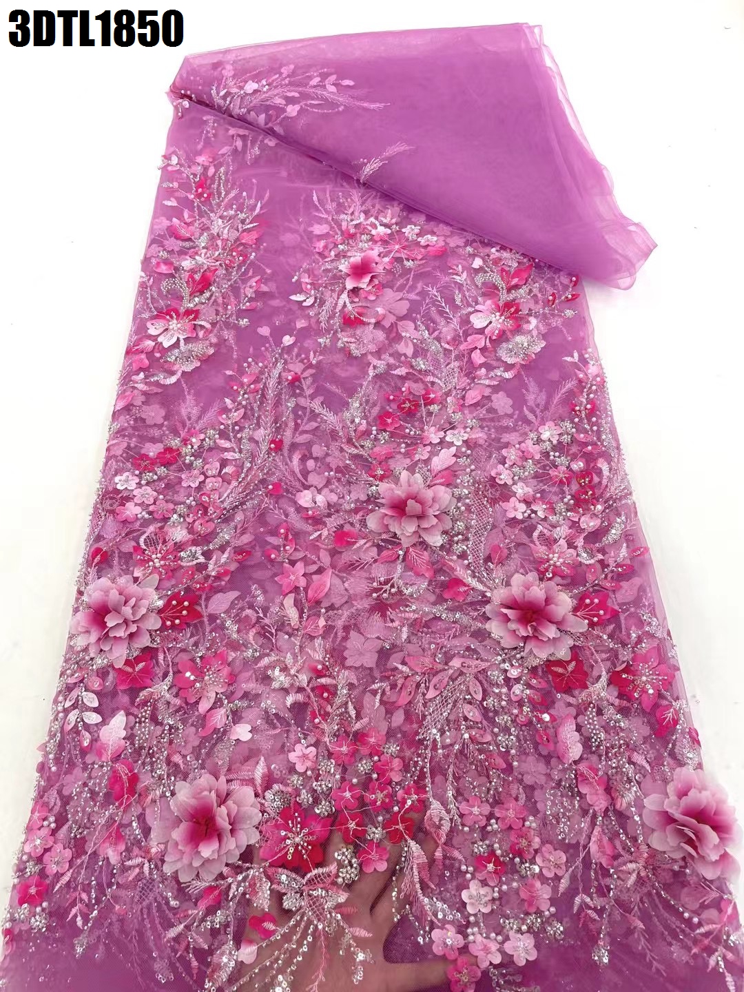 wedding dress 3d floral designs coral colour