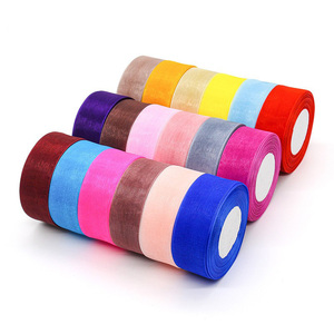 Grosir 38mm 50Y lebar pita Organza pita sifon transparan untuk dekorasi - Product Image 2