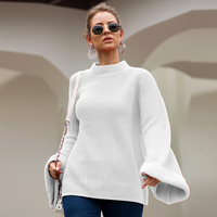Simplee — pull tricoté à manches lanternes pour femme, haut Streetwear, surdimensionné, solide, pour l'automne