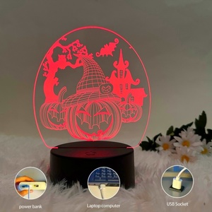 Customized Christmas LED Night Light with 3D Design Acrylic Material Board Wooden Base <b>Plug</b>-In Power Source for Bedroom Use - Product Image 1