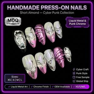 <span class=keywords><strong>Uñas</strong></span> Postizas Hechas a Mano TSZS, Forma <span class=keywords><strong>de</strong></span> Almendra, con <span class=keywords><strong>Flores</strong></span> 3D, Corazones, Diamantes <span class=keywords><strong>de</strong></span> Imitación, Metálicas, Pintadas a Mano, Acrílicas, <span class=keywords><strong>para</strong></span> Mujer - Product Image 6
