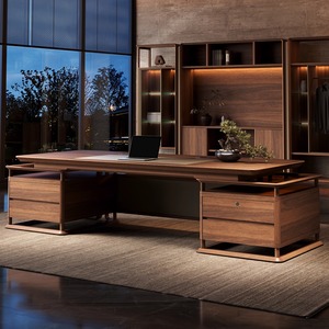โต๊ะทำงานผู้บริหารขนาดใหญ่หรูหราทันสมัย ทำจากไม้และแผงโลหะ สำหรับผู้บริหาร/ซีอีโอ ใช้ได้ทั้งที่บ้านหรือสำนักงาน เฟอร์นิเจอร์สำนักงานสุดหรู - Product Image 5
