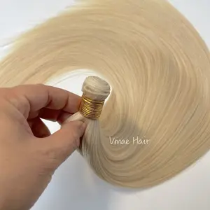 VMAE vierge cuticule brute alignée double dessinée droite attachée à la main plate invisible russe génie trame Extensions de cheveux cheveux humains