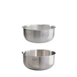 Bol de cuisine robuste en acier inoxydable SFB102 avec passoire intégrée, échelle de mesure intérieure, passoire perforée fine pour la préparation des aliments - Product Image 1