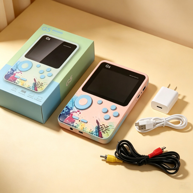 Handheld Game Console 500-in-1 Classic Retro Games 2-Player Double Battle LCD Screen TV Connect Kids Gift Toy