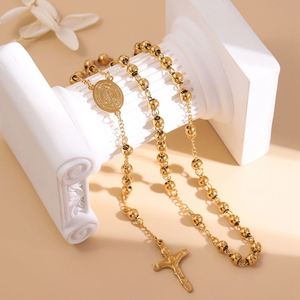 Collar de Rosario de Acero Inoxidable al por Mayor, Diseño Retro, Personalizado, Premium, Ovalado, con Borla y Cruz, Cuentas de Oración Católicas - Product Image 4
