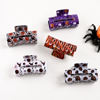 Venta al por mayor de fábrica: Pinza para el pelo con diseño de murciélago y calabaza para fiesta de Halloween, con logotipo personalizado, para peinados de mujer, accesorio para el cabello.